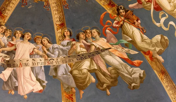 Een Schilderij Van Interieur Muren Van Kerk Van Madonna Dell — Stockfoto