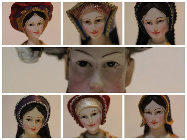 Collage Dei Busti Figurati Delle Sei Mogli Enrico Viii — Foto Stock