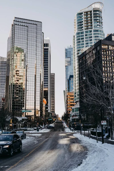 Eine Vertikale Aufnahme Der Stadt Vancouver Kanada Winter — Stockfoto