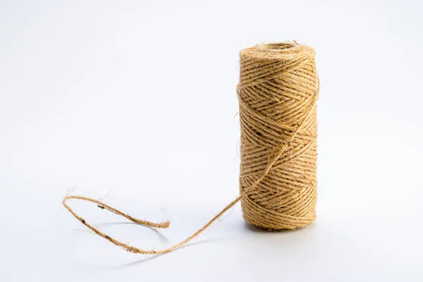 Brown Rope Skein White Background — Stock Photo, Image