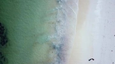 Afrika, Zanzibar 'da beyaz kumlu bir plajın havadan görünüşü.