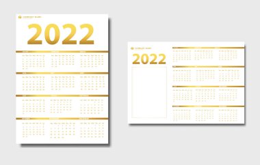 2022 takvim şablonu tasarım vektör çizimi