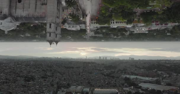 Efekt Dwóch Światów Droneception Miasta Meksyk — Wideo stockowe