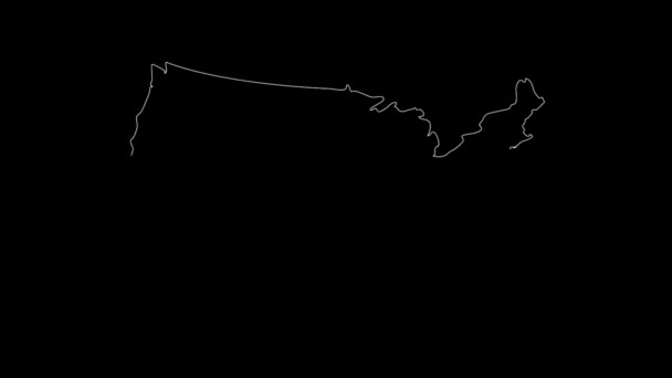 Térkép Egyesült Államok Amerikai Egyesült Államok Map White Outline Animated — Stock videók