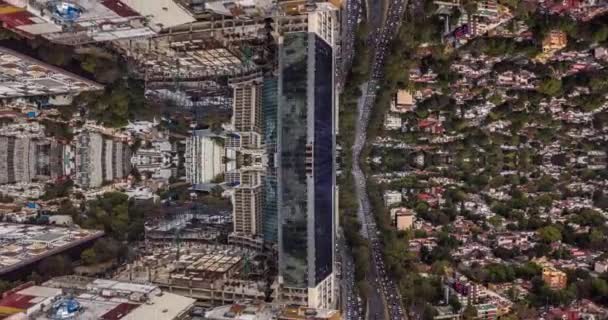Drone Hyperlapses Disparado Sobre Ciudad México Con Efecto Espejo — Vídeo de stock