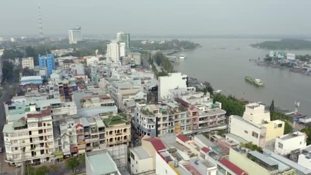 Luftaufnahme Der Stadt Can Tho Südvietnamesischen Mekong Delta — Stockvideo