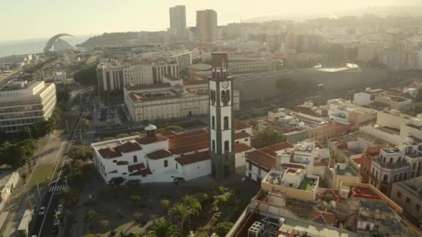 Een Luchtopname Van Uitkijktoren Candelaria Canarische Eilanden Tenerife Spanje — Stockvideo