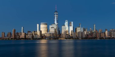 New York Skyline taken from Hudson River Waterfront Walkway in Jersey City