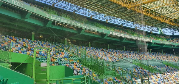 Famoso Estádio José Alvalade Com Assentos Verdes Coloridos Lisboa Portugal — Fotografia de Stock