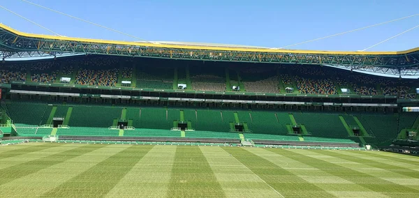 Stadion Jose Alvalade Yang Terkenal Dengan Kursi Hijau Dan Berwarna — Stok Foto