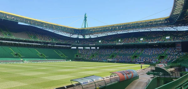 Διάσημο Στάδιο Jose Alvalade Πράσινα Και Πολύχρωμα Καθίσματα Στη Λισαβόνα — Φωτογραφία Αρχείου