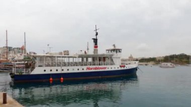 Malta adasındaki kayalık plajlardan deniz manzarası bulutlu gökyüzünün altında
