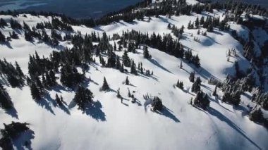 Kışın dağların üzerinden drone görüntüsü