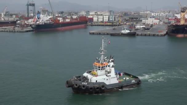 Fahrt Hafen Von Callao Daki Lotsenboot — Stok video