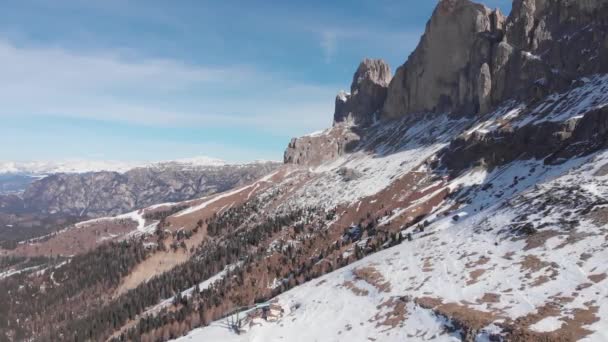 Uma Vista Drone Sobre Dolomitas Italianas Inverno — Vídeo de Stock