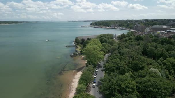 Záběry Bezpilotního Letounu Silnici Řeky Stour Manningtree Anglie — Stock video