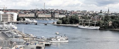 Gamla Stan, Stockholm 'ün eski bir parçası, İsveç klasik manzaralı.