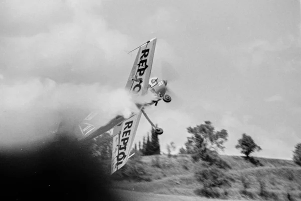 Aereo Acrobatico Speciale Nello Spettacolo Del Cielo Sukhoi — Foto Stock