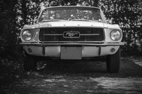 Una Vista Frontal Ford Mustang Convertible Coche Clásico Aire Libre —  Fotos de Stock