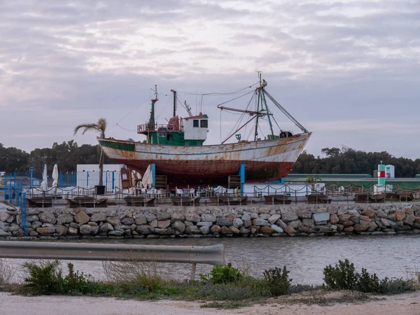 Navio Histórico Enferrujado Costa Ilha Tabarca Alicante Espanha — Fotografia de Stock