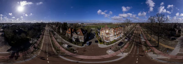 Vista Aérea 360 Calle Deventerstraatweg Auténtica Arquitectura Jugendstil Ciudad Holandesa —  Fotos de Stock