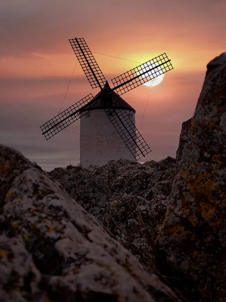 Vertical Shot Small Mill Sunset — Stock Photo, Image