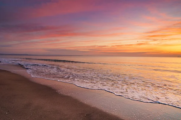 Den Vackra Solnedgången Vid Stranden — Stockfoto