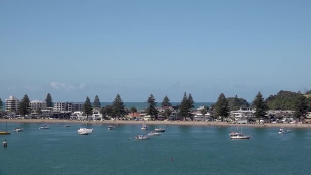 Berg Maunganui Kuestein Tauranga City Neuseeland Von See Aus Gesehen — Stockvideo