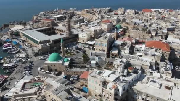 Krásný Výhled Staré Město Akko Budovami Izraeli — Stock video