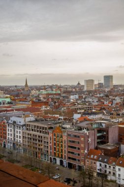 A vertical aerial view of Antwerp, Belgium
