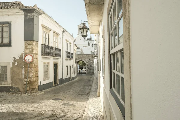 Een Verticaal Shot Van Een Oude Geplaveide Straat Met Oude — Stockfoto