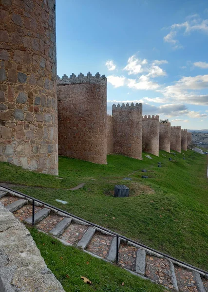 Plano Vertical Histórica Muralla Ávila Ávila España — Foto de Stock