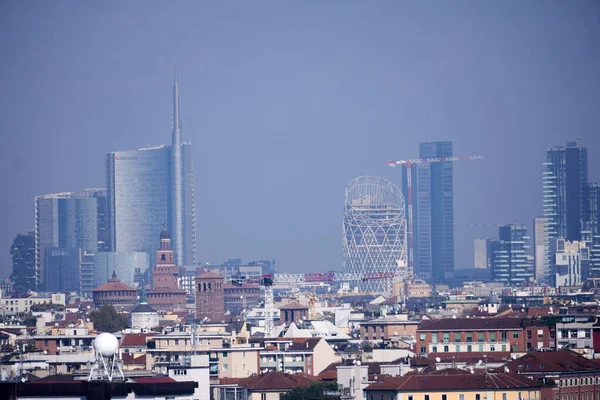 Flygfoto Över Milano Skyline Med Många Byggnader Italien — Stockfoto