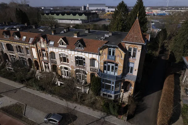 Luftaufnahme Der Historischen Architektur Bunt Dekorierte Jugendstil Wohnhäuser Inspiriert Von — Stockfoto