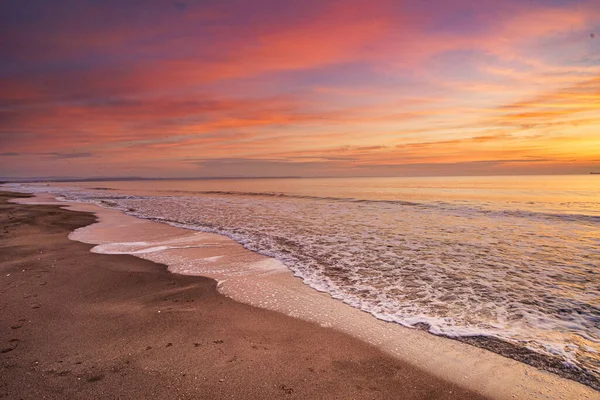 Den Vackra Solnedgången Vid Stranden — Stockfoto