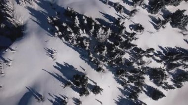 Kışın dağların üzerinden drone görüntüsü