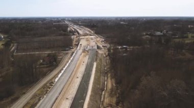 Hindistan 'da Delhi Bypass karayolu inşaatının havadan görüntüsü