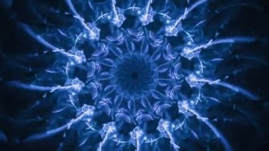 İlahi ve büyüleyici kusursuz döngü fraktal sanat arka planı - çok katmanlı renkli geometri ve kaleydoskop girdapları.