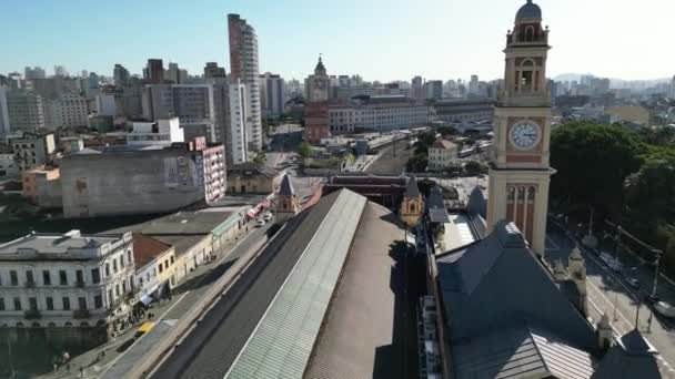 Vista Del Exterior Del Edificio Estación Luz Museo Lengua Portuguesa — Vídeo de stock