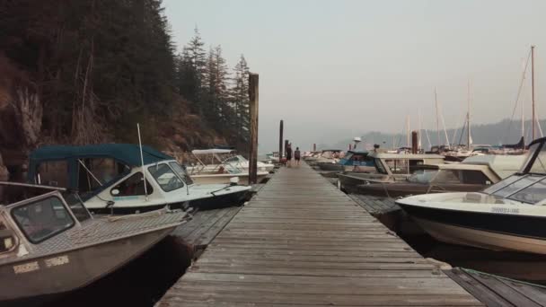 バンクーバー バンクーバー ブリティッシュコロンビア州 カナダに複数のボートがある港 — ストック動画