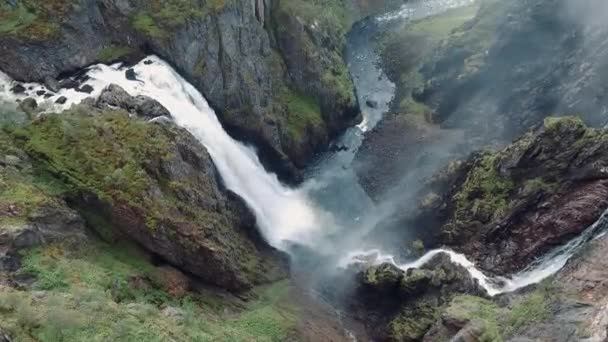 Slavný Voringsfossen Vodopád Norsku Skandinávie Shora — Stock video