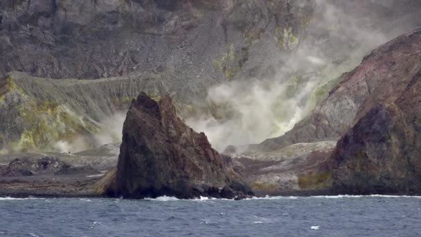 Vulkaninsel White Island Neuseeland Von See Aus Gesehen Slo Motion — Stock video