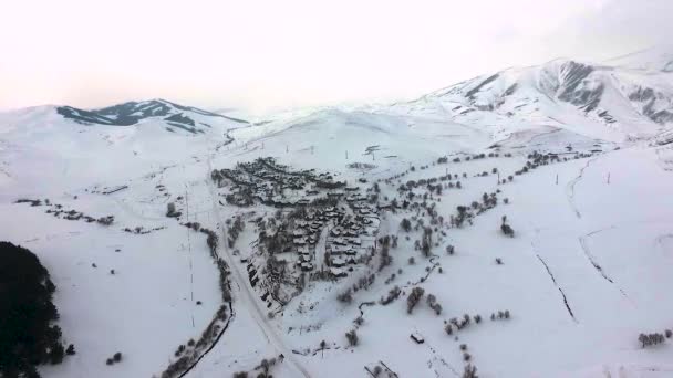 Красивый Снимок Пейзажа Покрытого Снегом Шираке Армения — стоковое видео