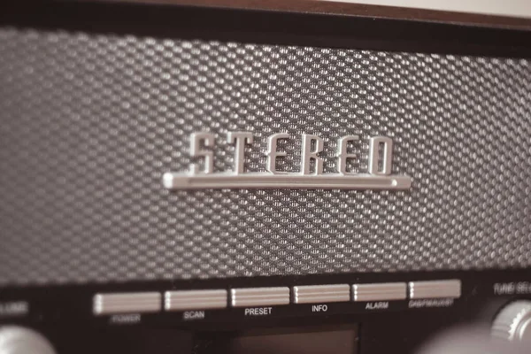 Klasické Stereo Logo Moderním Rádiu Nostalgie Replika — Stock fotografie