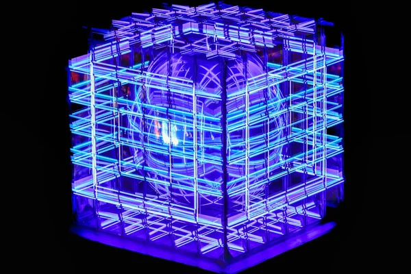 Иллюстрация Трехмерного Абстрактного Футуристического Светового Куба — стоковое фото