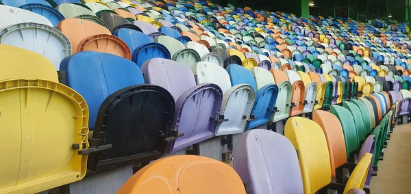 Rows Old Colorful Chairs Jose Alvalade Stadium Lisbon Portugal — Stock Photo, Image