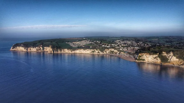 Drone Aérien Beer Beach Dans District Devon Oriental Angleterre — Photo