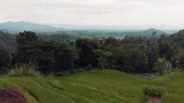 Endonezya 'daki Bali' deki bazı dağların hava görüntüsü.