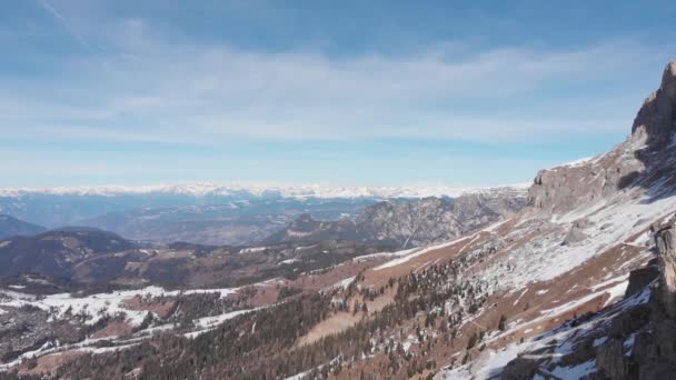 Uma Vista Drone Sobre Dolomitas Italianas Inverno — Vídeo de Stock