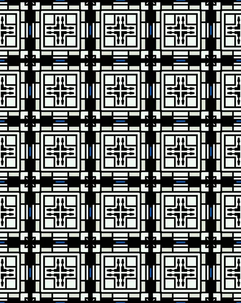 Elegancki Czarno Biały Bezszwowy Wzór Geometryczne Kwadratowe Płytki — Zdjęcie stockowe